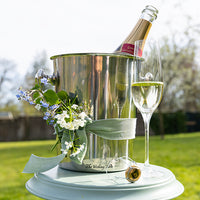Luxe champagneglas en champagnekoeler gegraveerd